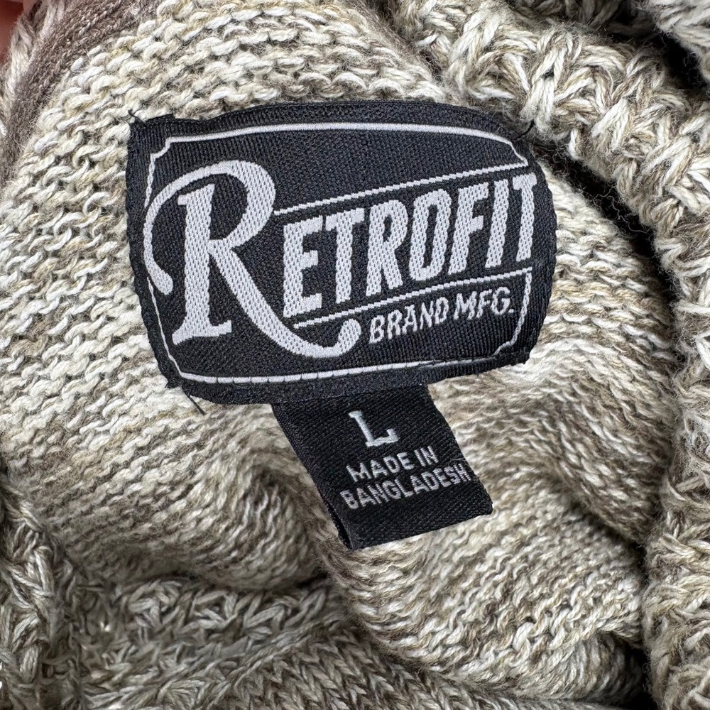 Retrofit Hoodie Sweater Mens Size L Marled Knit Waffled Cozy Comfy Stretch - Picture 3 of 9